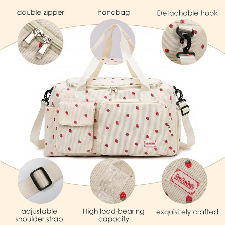 Sporttasche für Damen, Faltbare Reisetasche, Handgepäck, Fitnesstasche, Wochenendtasche mit Schuhfac