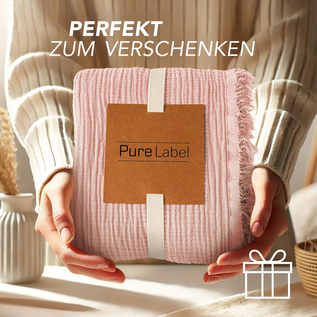 Pure Label 2er Set Musselin Decke 150x200 Rosa aus Baumwolle Rosa 2er Set 150x200 cm, Rosa 2er Set 1