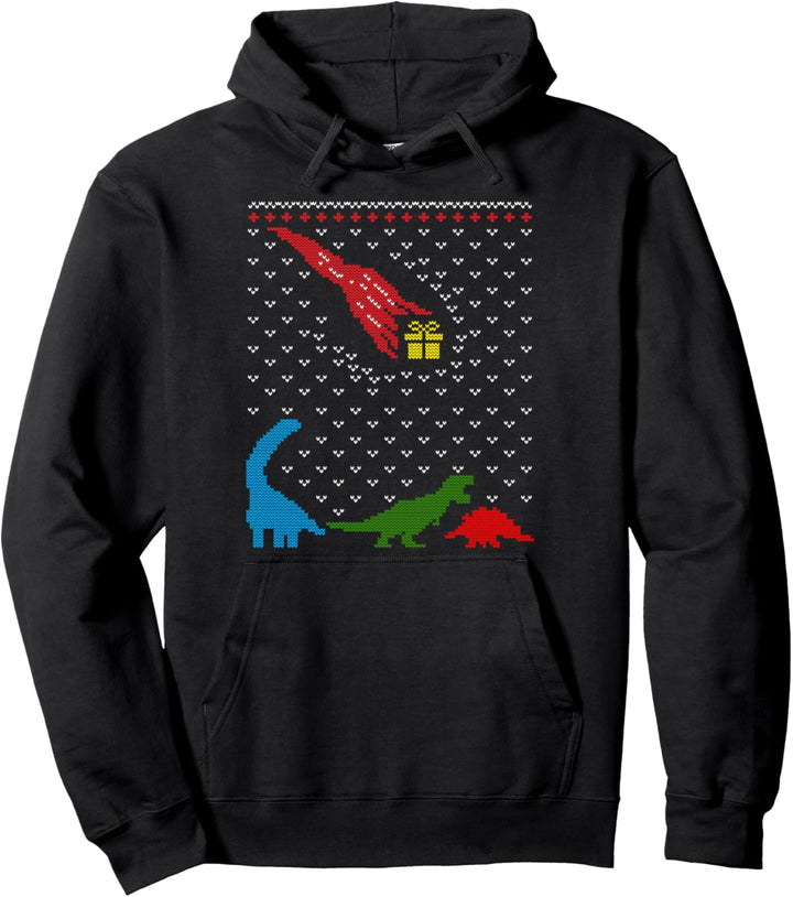Lustiger Pulli Dinosauriern und Geschenkpaket als Komet Xmas Pullover Hoodie