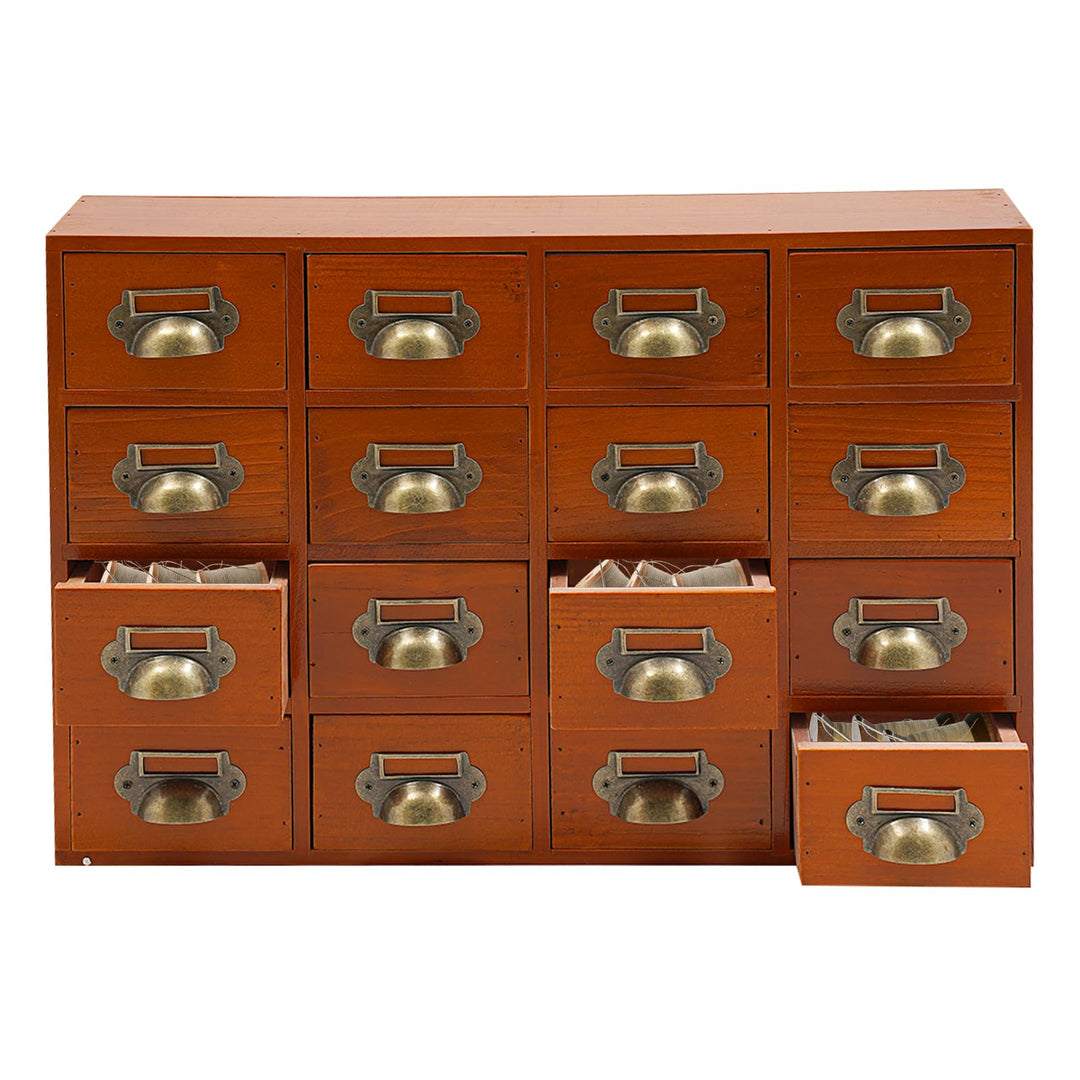 Kleine Kommode mit 16 Schubladen, Apothekerschrank aus Holz, Vintage Schubladenschrank, Schreibtisch