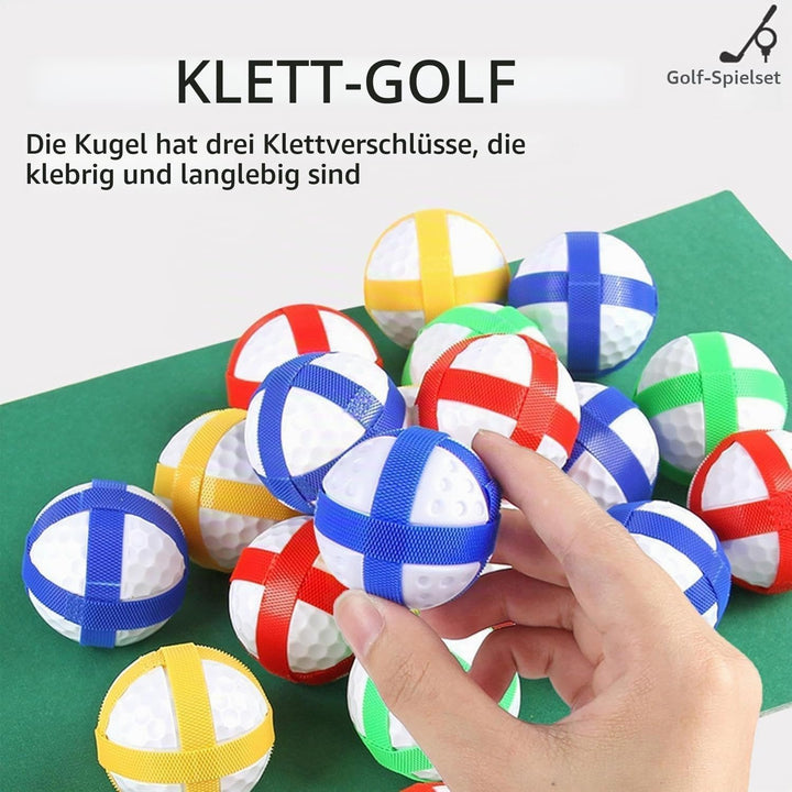 Golf Spielset für Zuhause mit Puttmatte, Klebebällen &amp; Tragetasche – Cornhole-Spiel für Garten, Juge