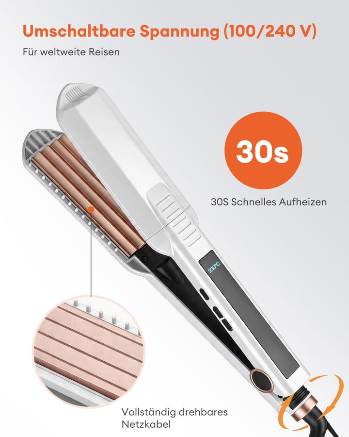 Glätteisen Welleneisen für Haare, 3 in 1 Multistyler Glätteisen Breit Set - Keramik mit Negativen Lo