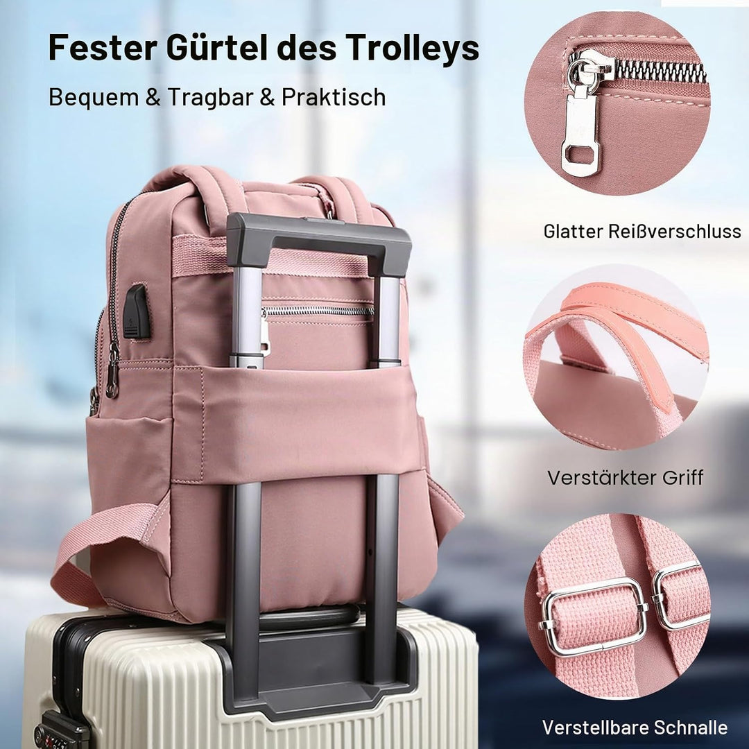 FANDARE Damen Rucksäcke Laptop Handtasche Schulrucksack Schultasche Mädchen Schulranzen mit USB Reis