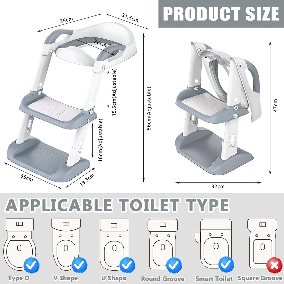 Toilettensitz Kinder mit Treppe, Toilettenaufsatz Kinder WC Sitz Toilette, Faltbarer Klositz für Kin