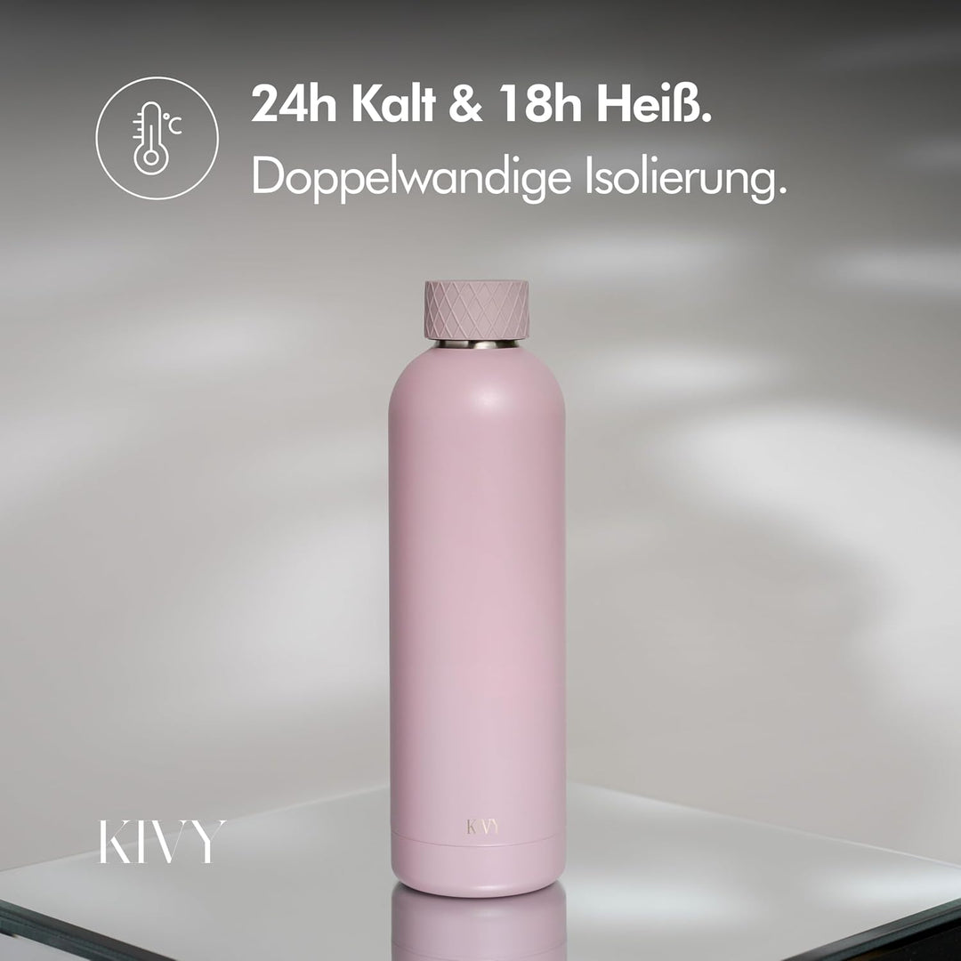 KIVY Edelstahl Trinkflasche 750ml - Auslaufsicher &amp; Kohlensäure geeignet Taupe 750 ml, Taupe 750 ml