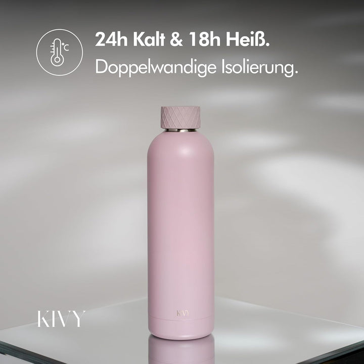 KIVY Edelstahl Trinkflasche 750ml - Auslaufsicher &amp; Kohlensäure geeignet Taupe 750 ml, Taupe 750 ml