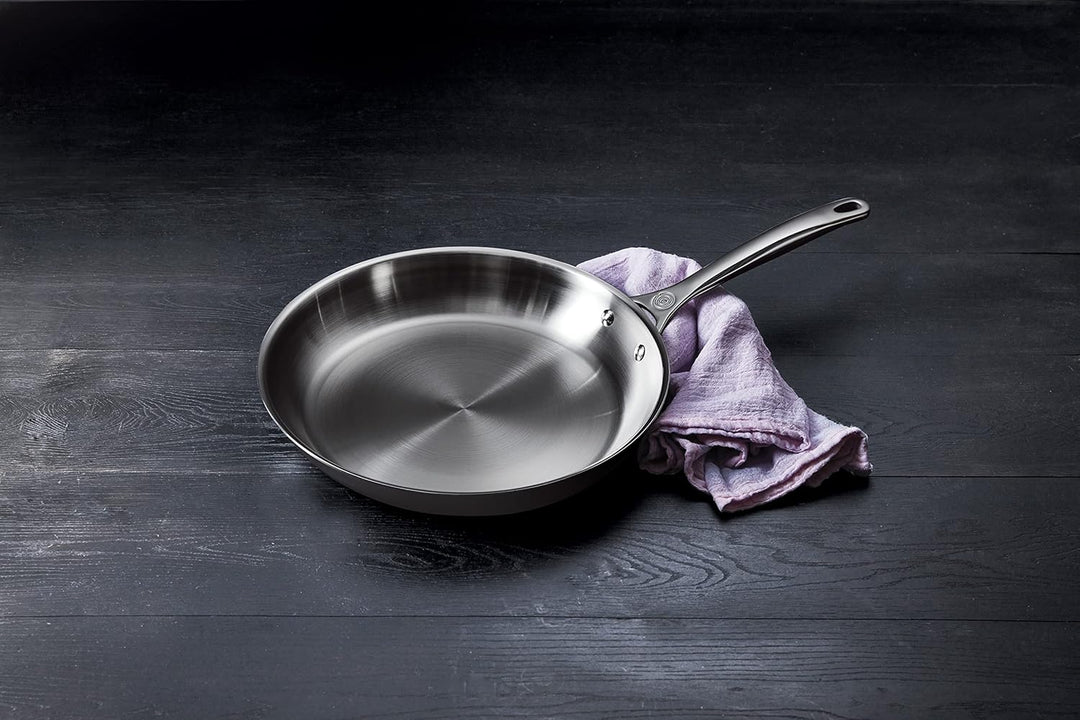 LE CREUSET Unbeschichtete flache Pfanne aus 3-ply PLUS Edelstahl, 20 cm, 96600220000100 20 cm Unbesc