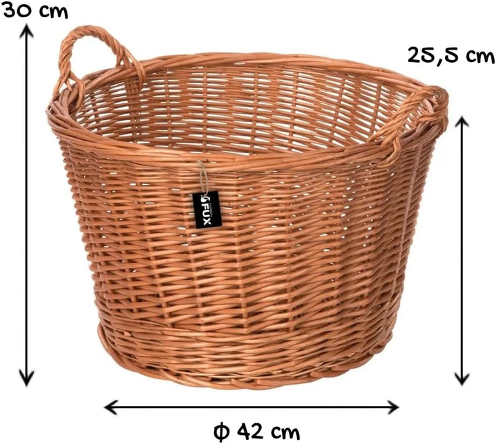Allzweckkorb gross rund Weide geflochten zwei Griffe robuster Korb 42cm