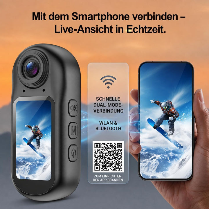 Mini Kamera Action Cam 4K 30FPS mit 32GB U3 Karte &amp; 1.5&