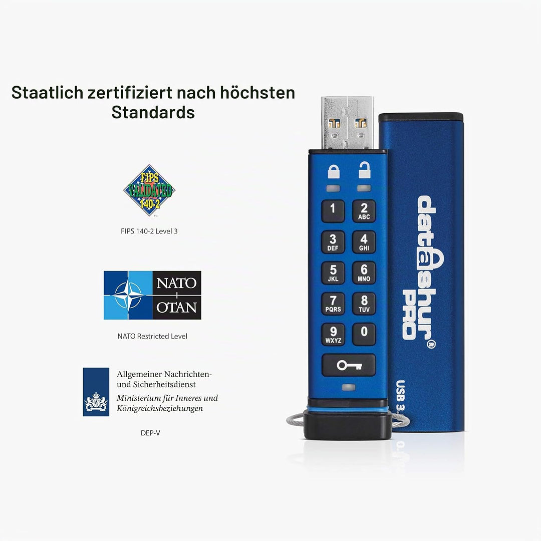 iStorage datAshur PRO 4 GB | Verschlüsselter USB-Speicherstick | Zertifiziert nach FIPS 140-2 Level