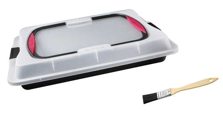Zenker Blechkuchen-Set, Backblech mit Transport-Abdeckung für unterwegs, Deckel und Softgriff (Kuche