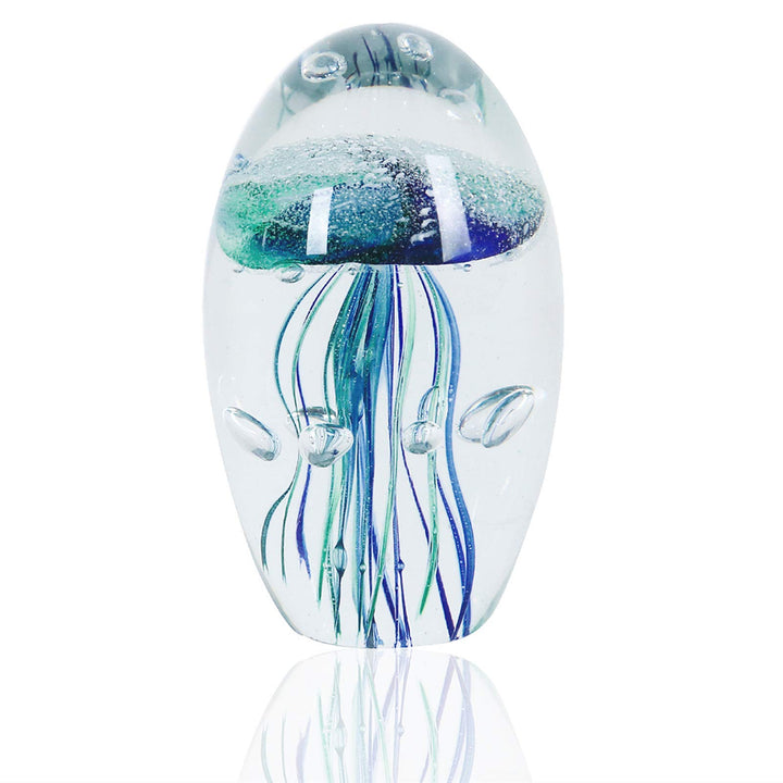 EUSTUMA Handgeblasenes Glas Quallen Figur Ornament, Meerestier Ornament für Aquarium Aquarium, Meere