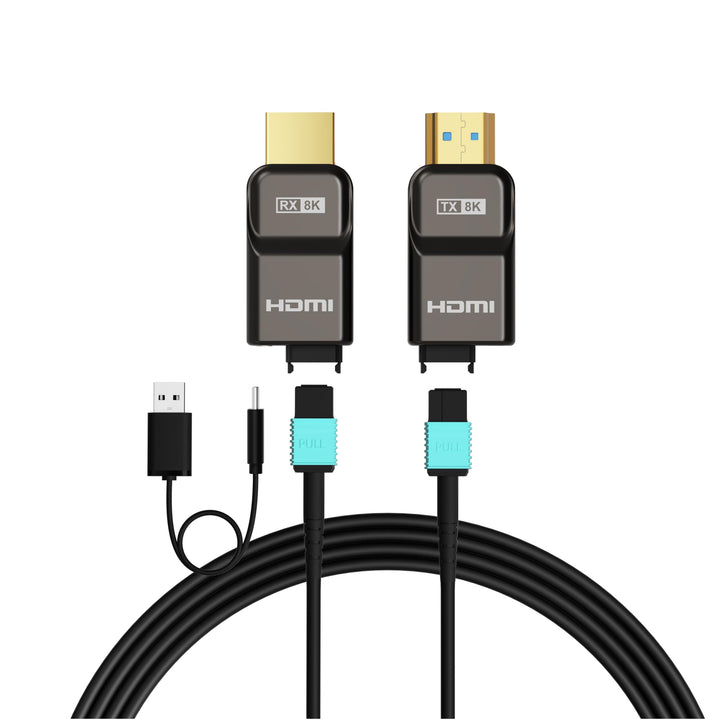 RUIPRO 8K HDMI 2.1 Kabel mit abnehmbarem Stecker aus reiner Glasfaser, 100 m, armiert, Ultra High Sp