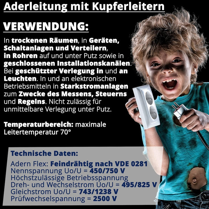 EBROM Aderleitung Einzelader flexibel H07V-K 2,5 mm² - hellblau, 50 m, 50 m