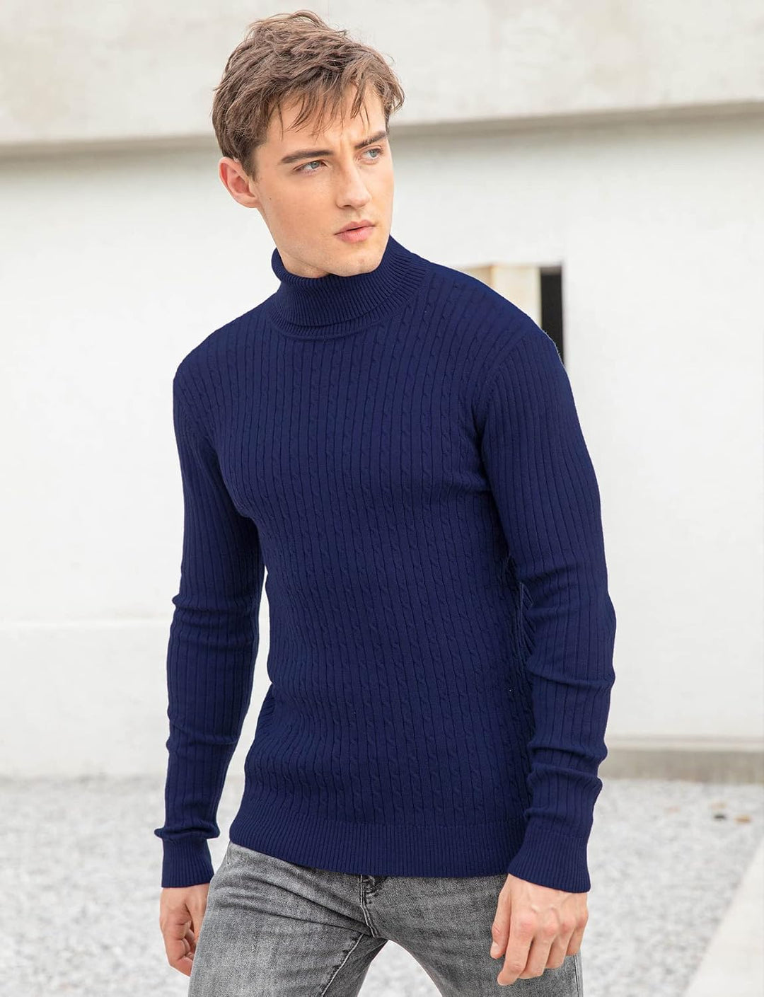 AIDEAONE Rollkragenpullover Herren Stehkragenpullover Winter Pullover Rollkragenstrickpullover Rollk