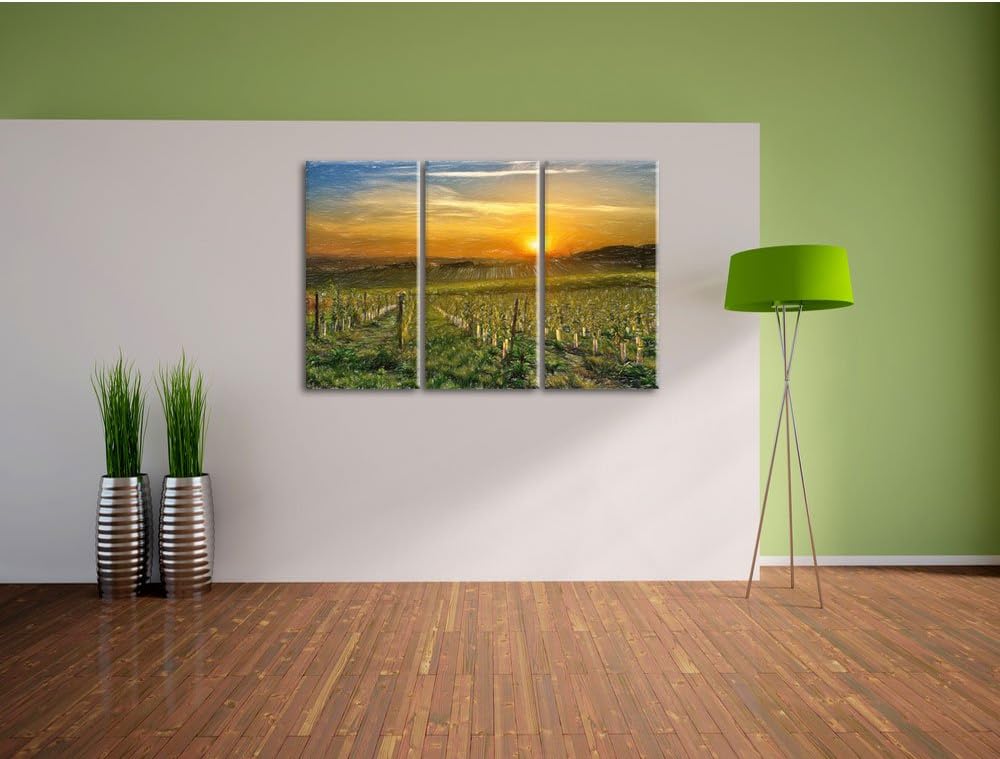 Pixxprint Weinberg in Bergerac Frankreich / 3-Teilig/Gesamtmass 120cm Leinwandbild bespannt auf Holz