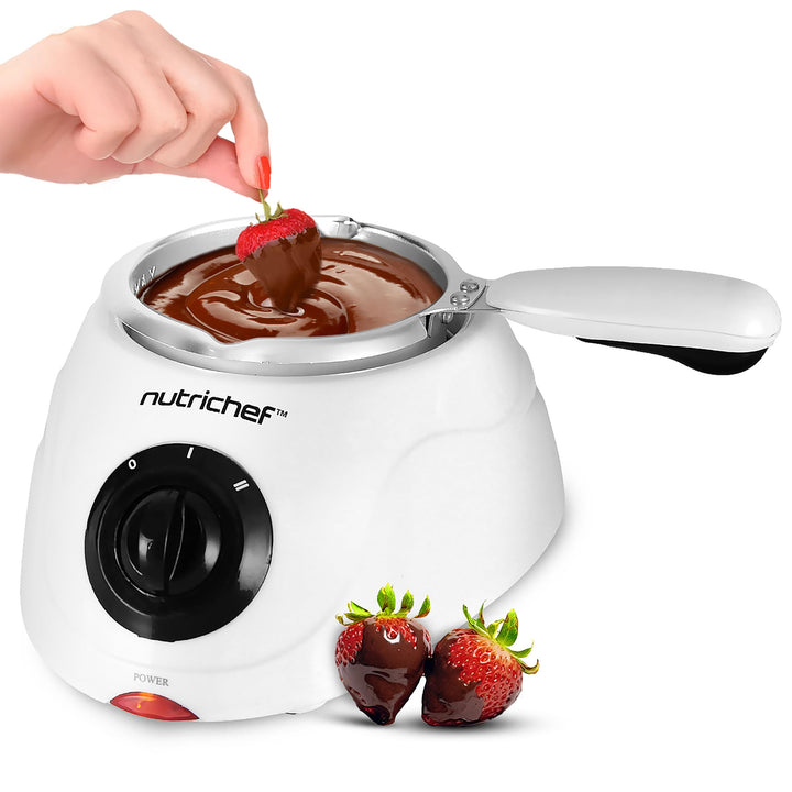 NutriChef Schokoladenfondue-Set – elektrischer Schokoladenschmelzer, Schokoladenfondue