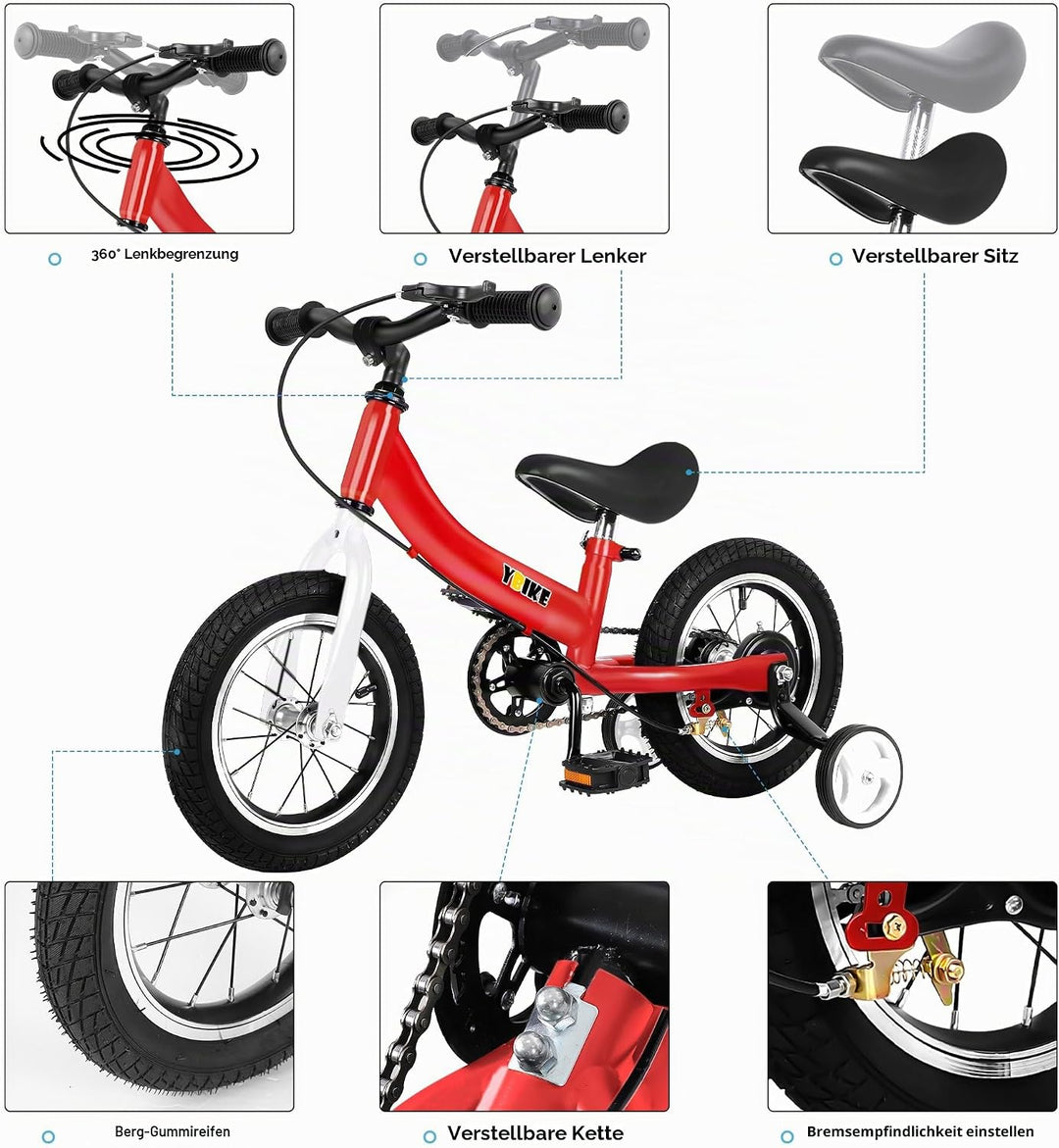 YBIKE 2 in 1 Laufrad, Kinderlaufrad und Kinderfahrrad Dual-Use-Funktion, geeignet für Kinder im Alte