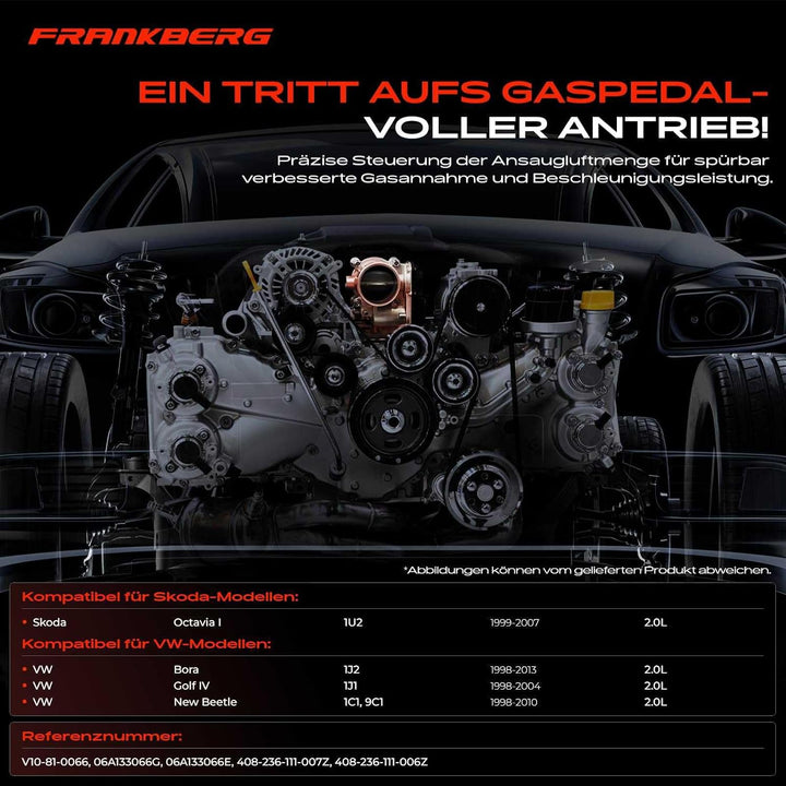 Frankberg Drosselklappenstutzen für Octavia I 1U2 B-o-r-a 1J2 Golf IV 1J1 New Beetle 1C1, 9C1 2.0 Be