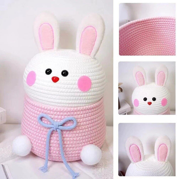 Cartoon Kaninchen Gewebter Korb Für Kleidungsstücke Snacks Aufbewahrung Kawaii Mädchen Prinzessin Ge