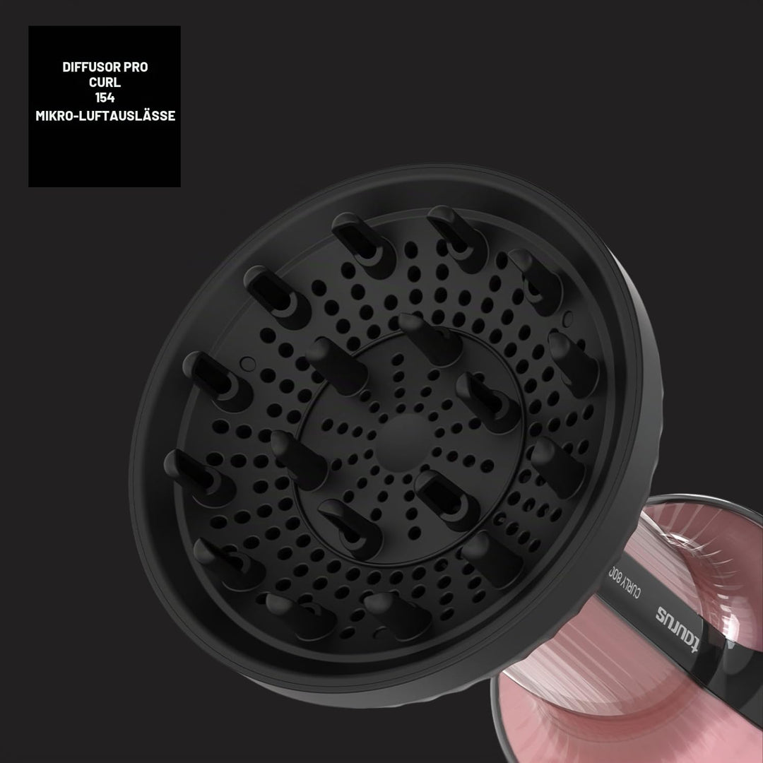 Taurus – Warmluft-Diffusor Curly | Für lockiges Haar | Ionic Care | Keramikbeschichtung | 3 Temperat