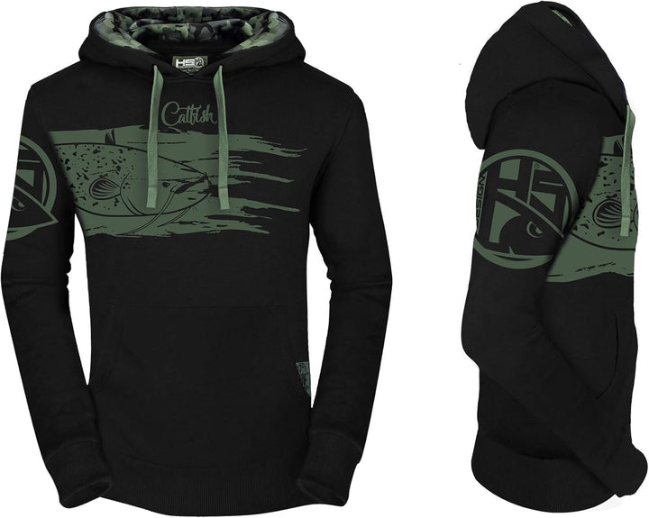 HOTSPOT DESIGN Hoodie Catfish, Schwarz, mit Tarndetail L Schwarz, L Schwarz