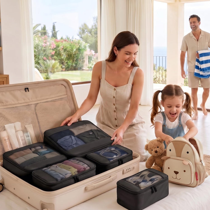 MURISE 6er Set Compression Packing Cubes, Koffer Organizer Packtaschen (Schwarz), Schwarz