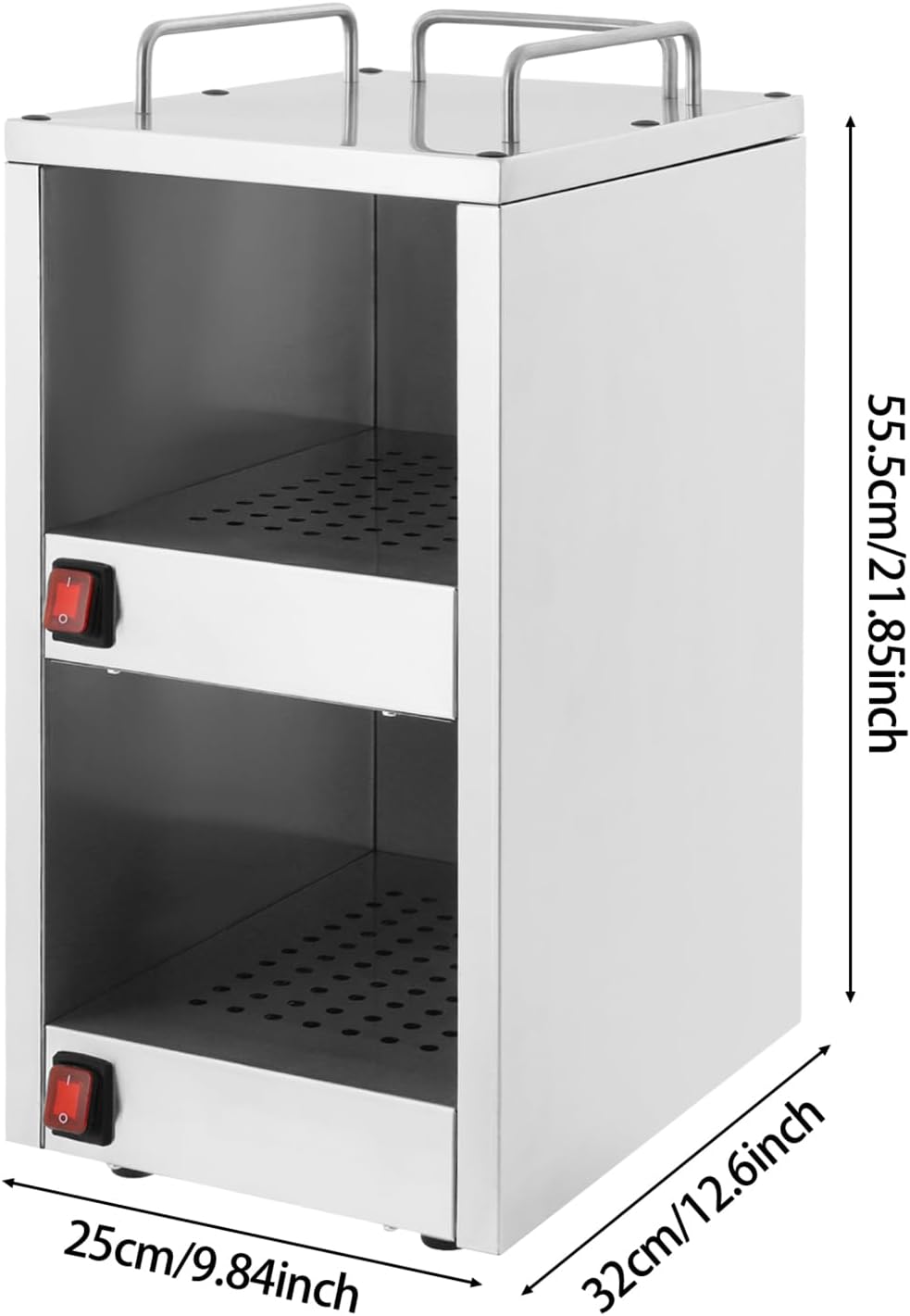 Edelstahl Gastro Tellerwärmer Tassenwärmer 2 Fächer Wärmeschrank Konstante Wärme Schrank 75℃ Geschir