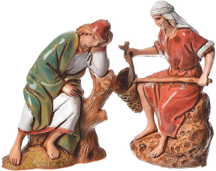 Moranduzzo Set mit 10 Hirten – Max. Figurenhöhe: 6,6 cm – Für Krippe 6,5 cm Massstab 1:30 – MINI 6,5
