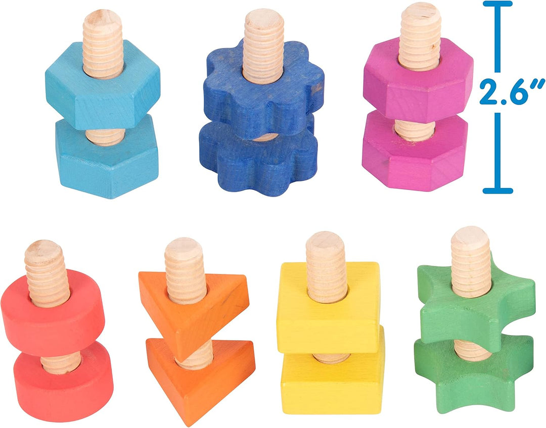 TickiT 73999 Rainbow Wooden Nuts &amp; Bolts Pack of 21, Regenbogenfarben, 6.5 cm