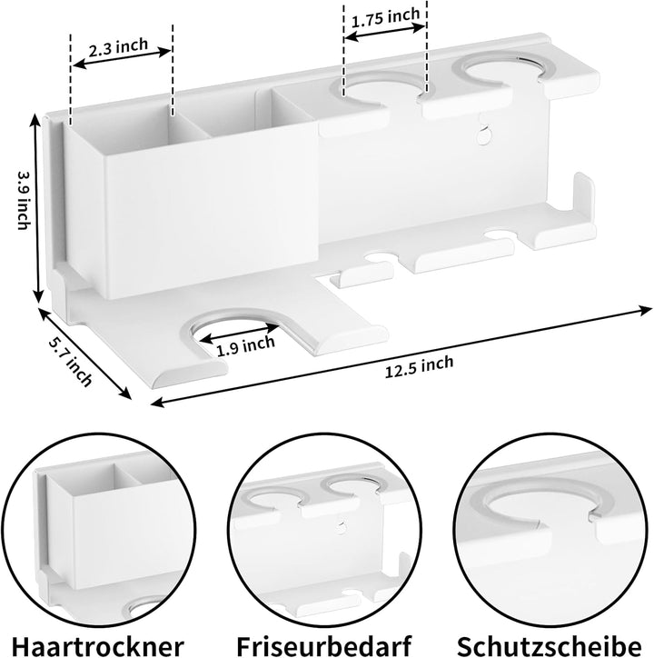 Fönhalter Ohne Bohren - Metall Wandhalterung für Dyson Airwrap, Lockenstab, Glätteisen &amp; Föhn, Stabi