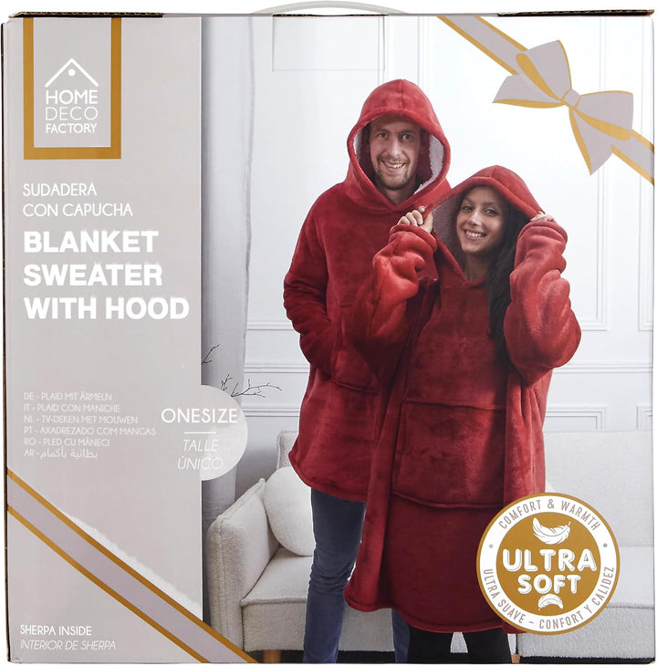 HOME DECO FACTORY, TX91681, Red Sherpa Inner Hoodie, Ultimate Comfort, Modern Style, Versatile as a