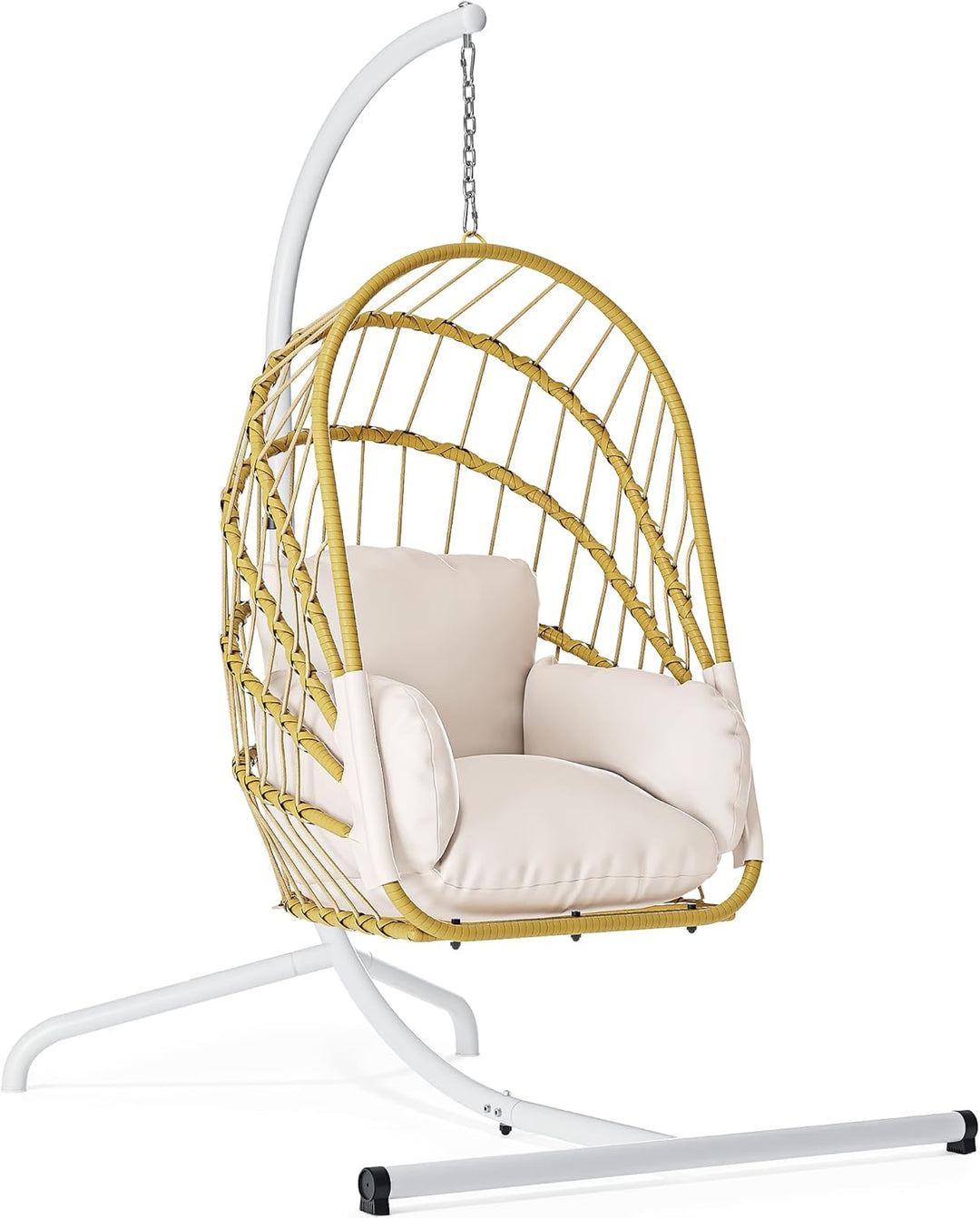 YITAHOME Hängesessel mit Kissen, Max. Belastung 150kg, Hängesessel Outdoor mit Gestell Körbe 195x120