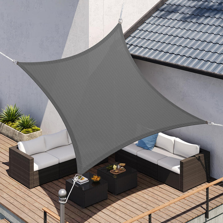 SONGMICS Sonnensegel 4 x 4 m, Sonnenschutz aus HDPE-Gewebe, luftdurchlässig, wasserdurchlässig, für