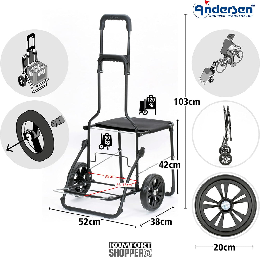 ANDERSEN Einkaufstrolley - Komfort Shopper Fita schwarz, Schwarz