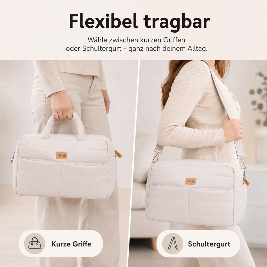 Fillikid Wickeltasche Windeltasche mit Wickelauflage Exklusiv Beige, Beige