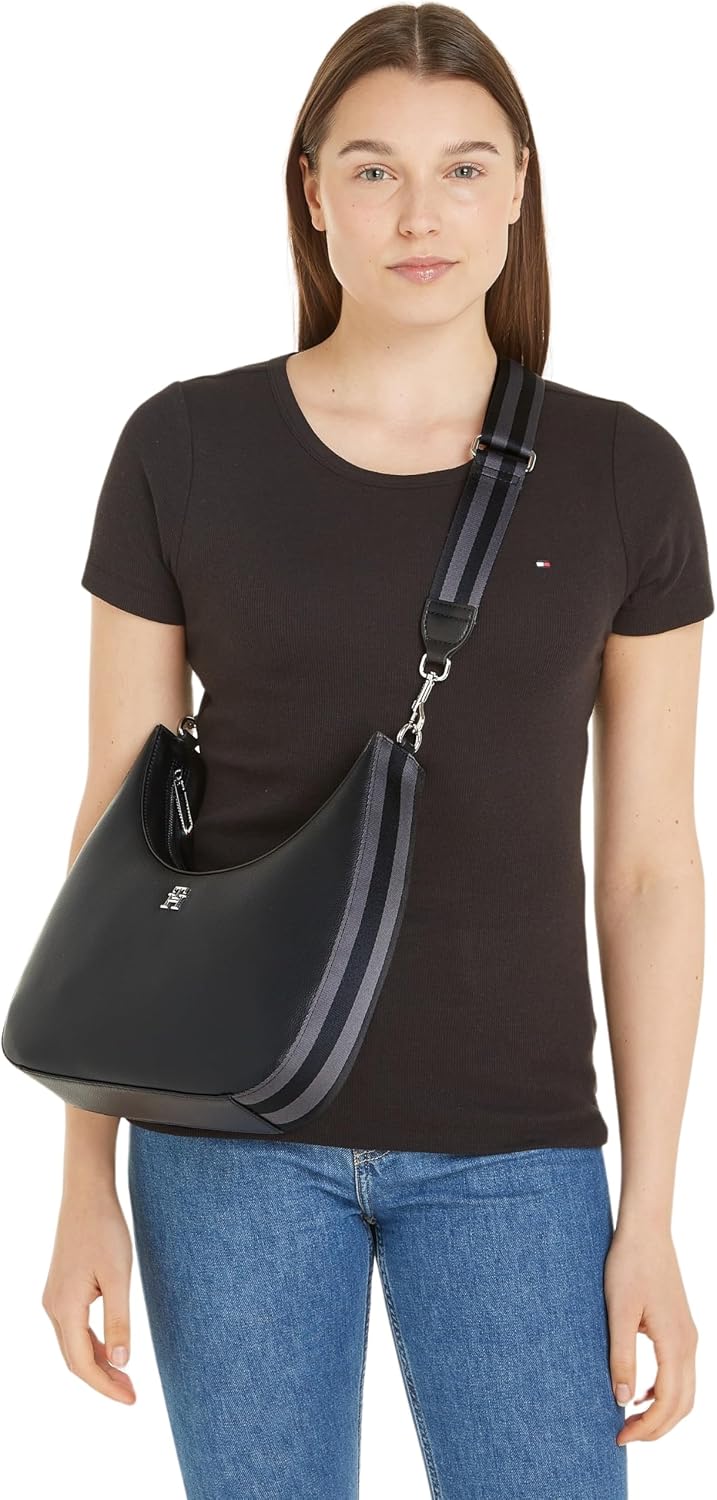 Tommy Hilfiger Damen Crossbody Bag Tasche Essential Crossover mit Reissverschluss Schwarz, Schwarz