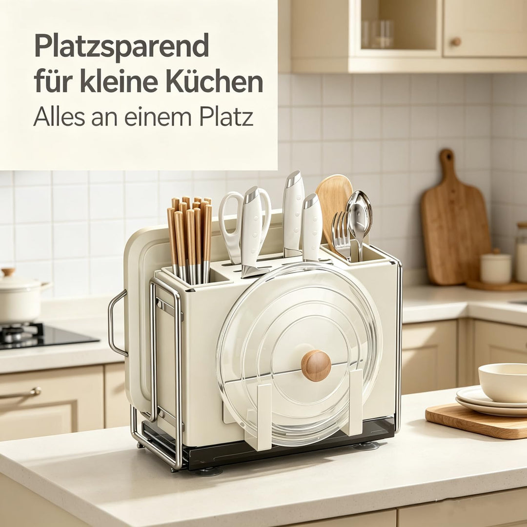 Multifunktionaler Organizer Küche,6-in-1 Küchenutensilien Organizer mit Topfdeckelhalter,Küche Organ