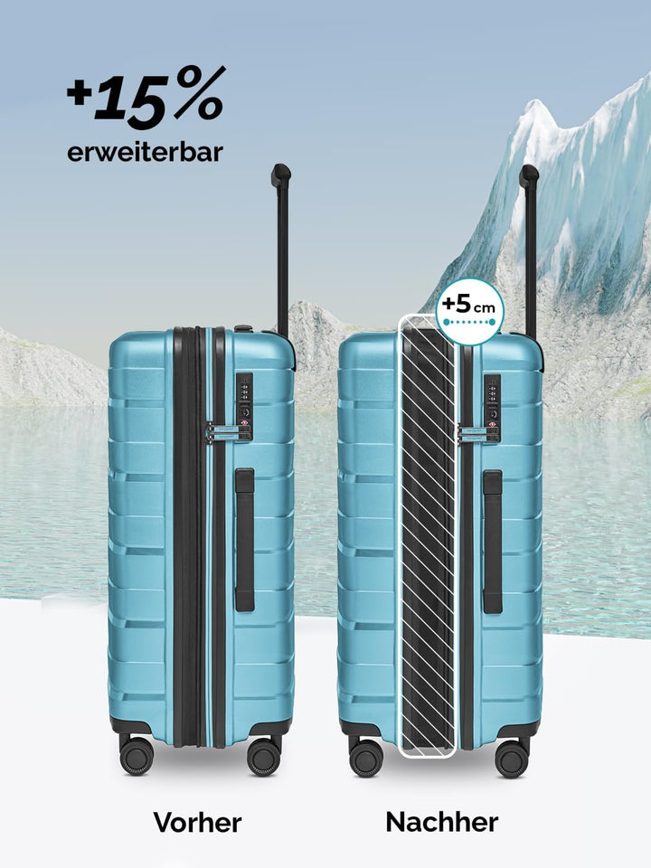 Mittelgrosser Hartschalen Check-in Koffer |Trolley erweiterbar 45 x 27 x 66 cm aus hochwertigem Poly