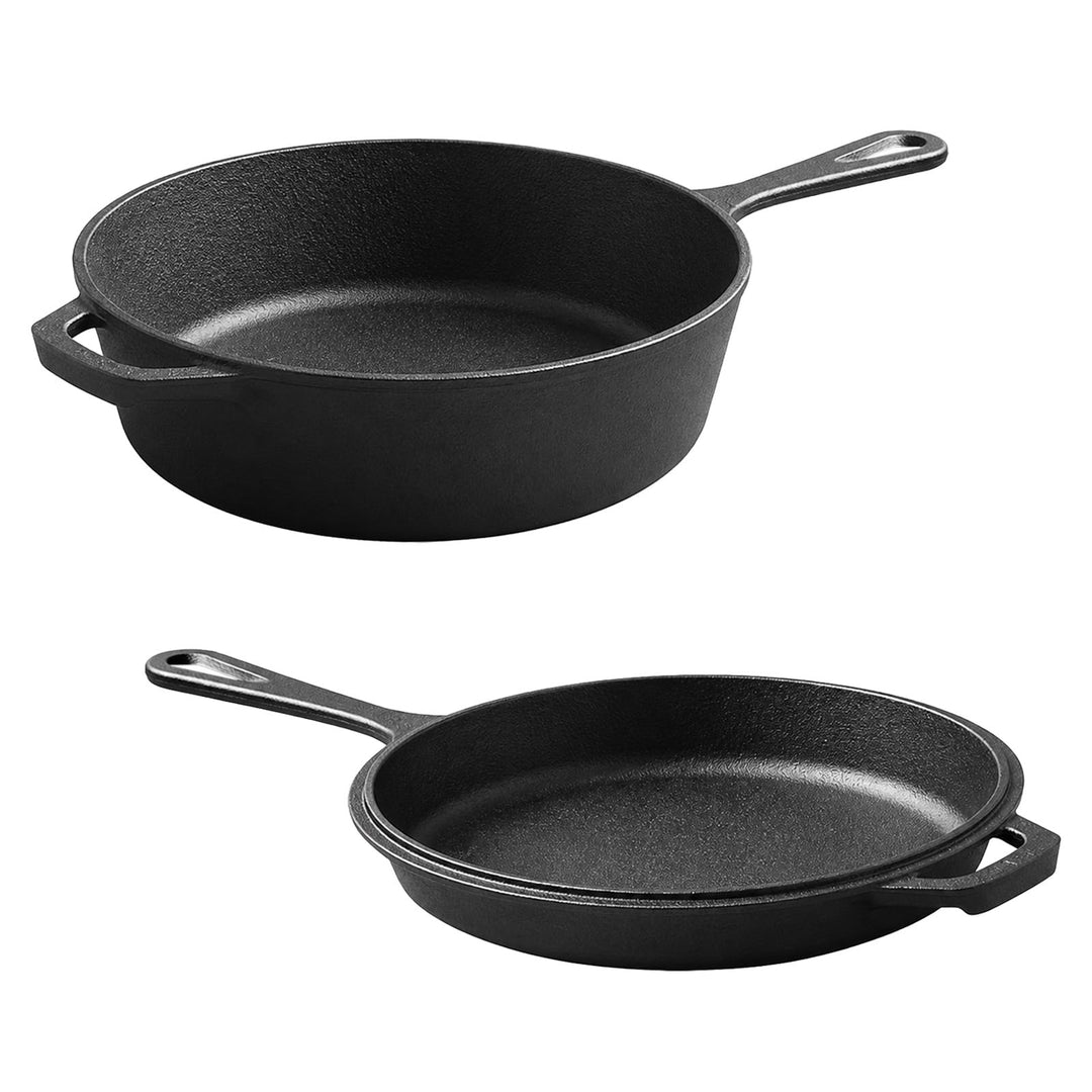 Gusseisen Kombikocher 2-in-1, Dutch Oven Mit Pfannen Deckel