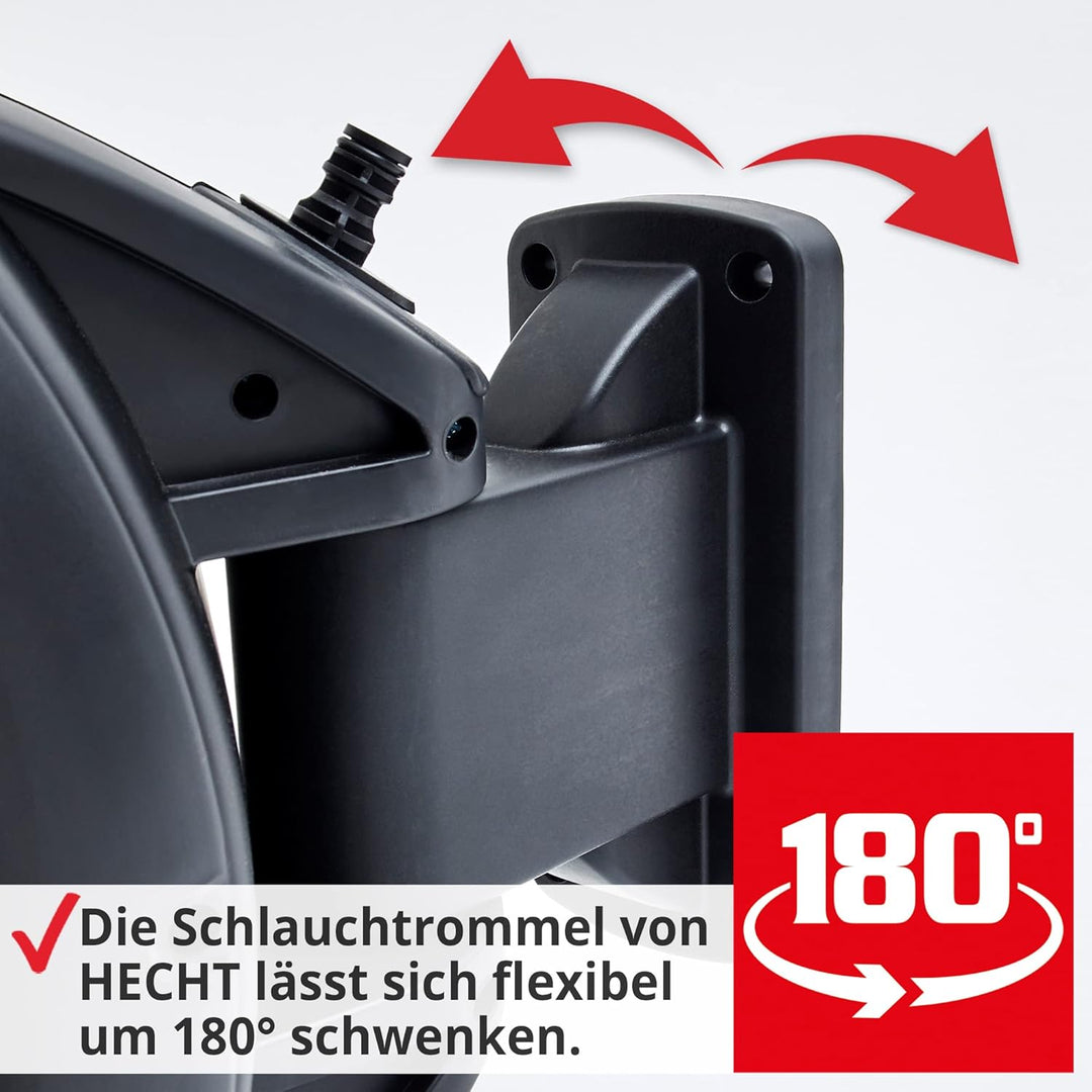 HECHT Automatik Wand Schlauchtrommel – mit 20m+2 oder 30m+2 Gartenschlauch – Inkl. Wandhalterung Sch