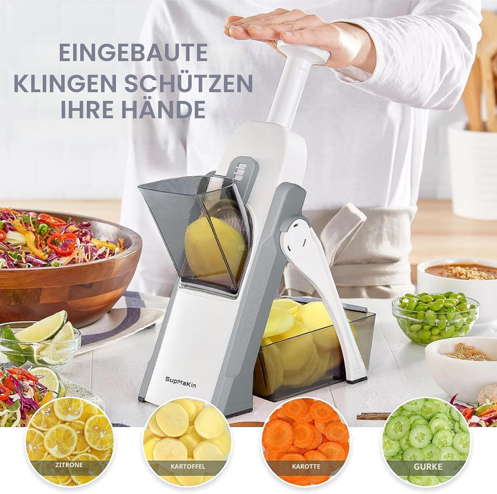 SUPMAKIN Sicherer Gemüsehobel für die Küche, verstellbarer Kartoffelschneider, Mandolinen-Lebensmitt