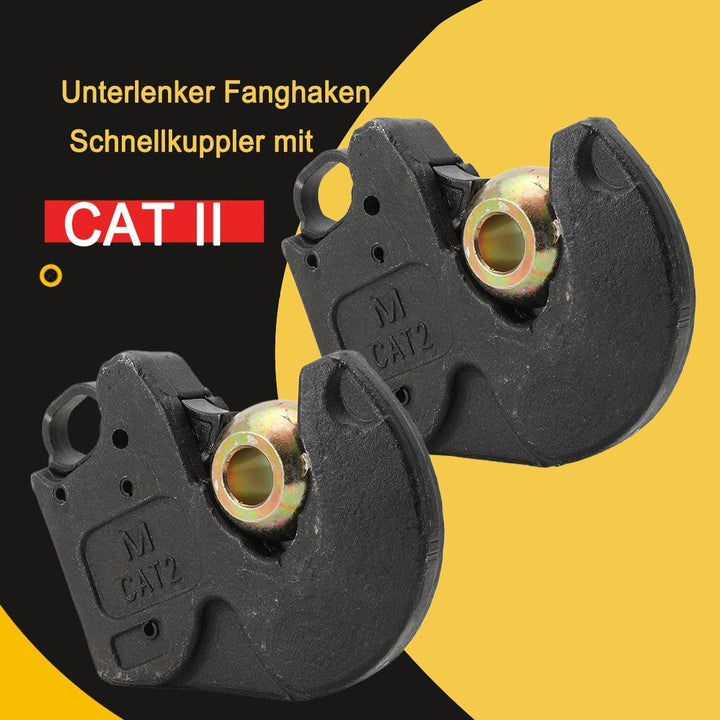 Unterlenker Fanghaken Kat.2s Schnellkuppler bis 66 KW / 90 PS 2er Set + Kugel für 60-120 PS Traktor