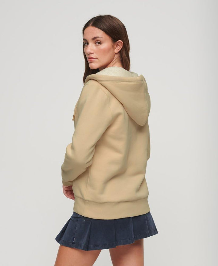 Superdry Damen Essential Borg Lined Ziphood Sweatshirt, Tapioka-Creme, 38