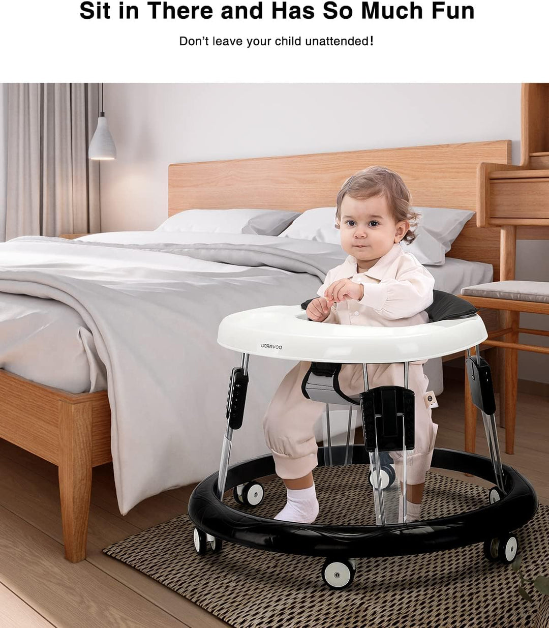 UBRAVOO Verstellbare Lauflernhilfen, Leicht zu reinigendes Tablett, Universal-Rollator Anti-Rollover
