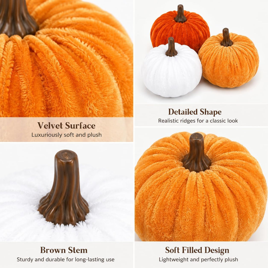 Künstliche Samtpumpkine 16er Set, Herbst‑Halloween Deko