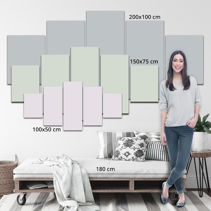Runa Art Wandbilder Blumen Orchidee 5 Teilig Bild auf Vlies Leinwand Deko Wohnzimmer Abstrakt Grau B