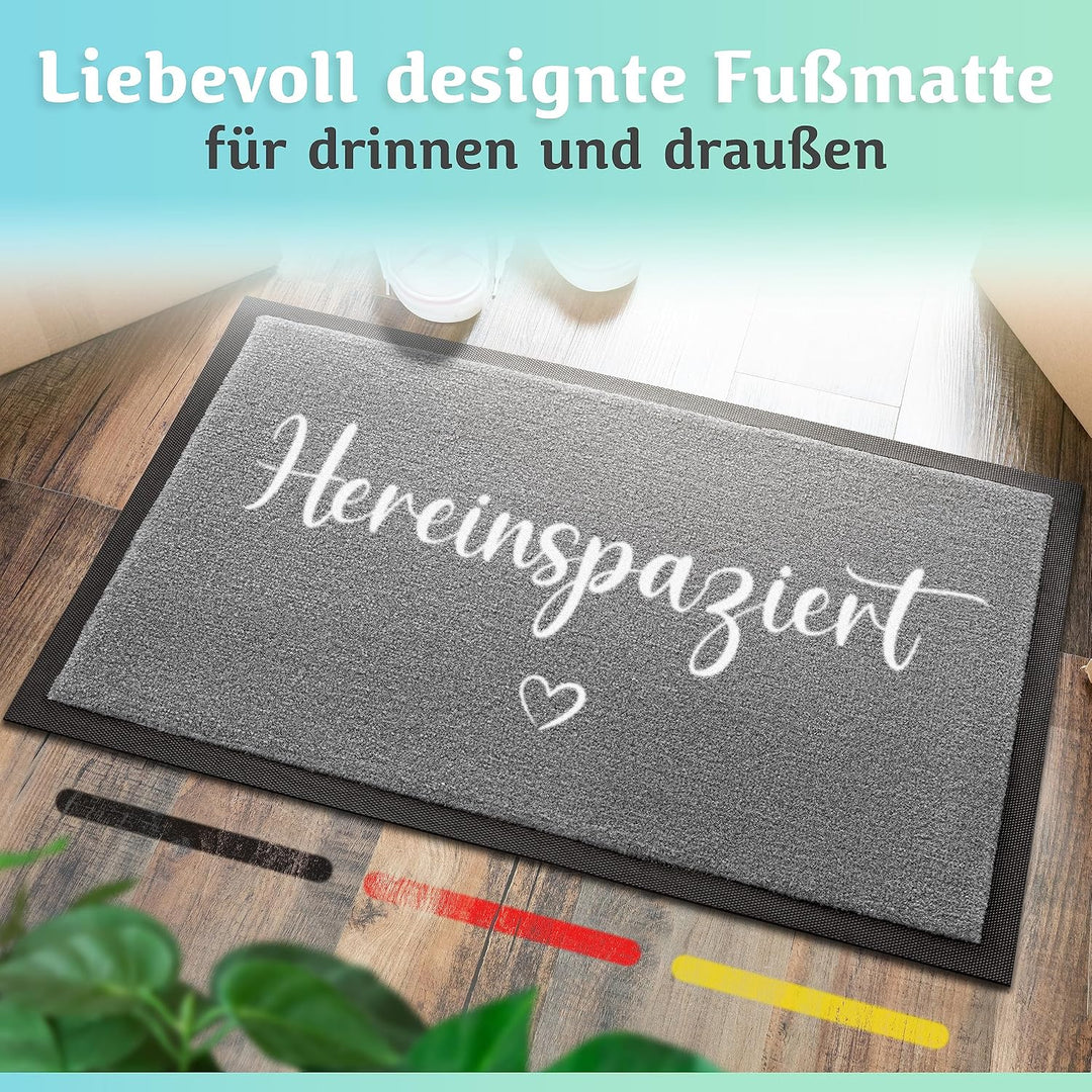 Hereinspaziert Fussmatte [Waschmaschinenfest] in 40x60cm - optimale Grösse für die Haustür. Schmutzf