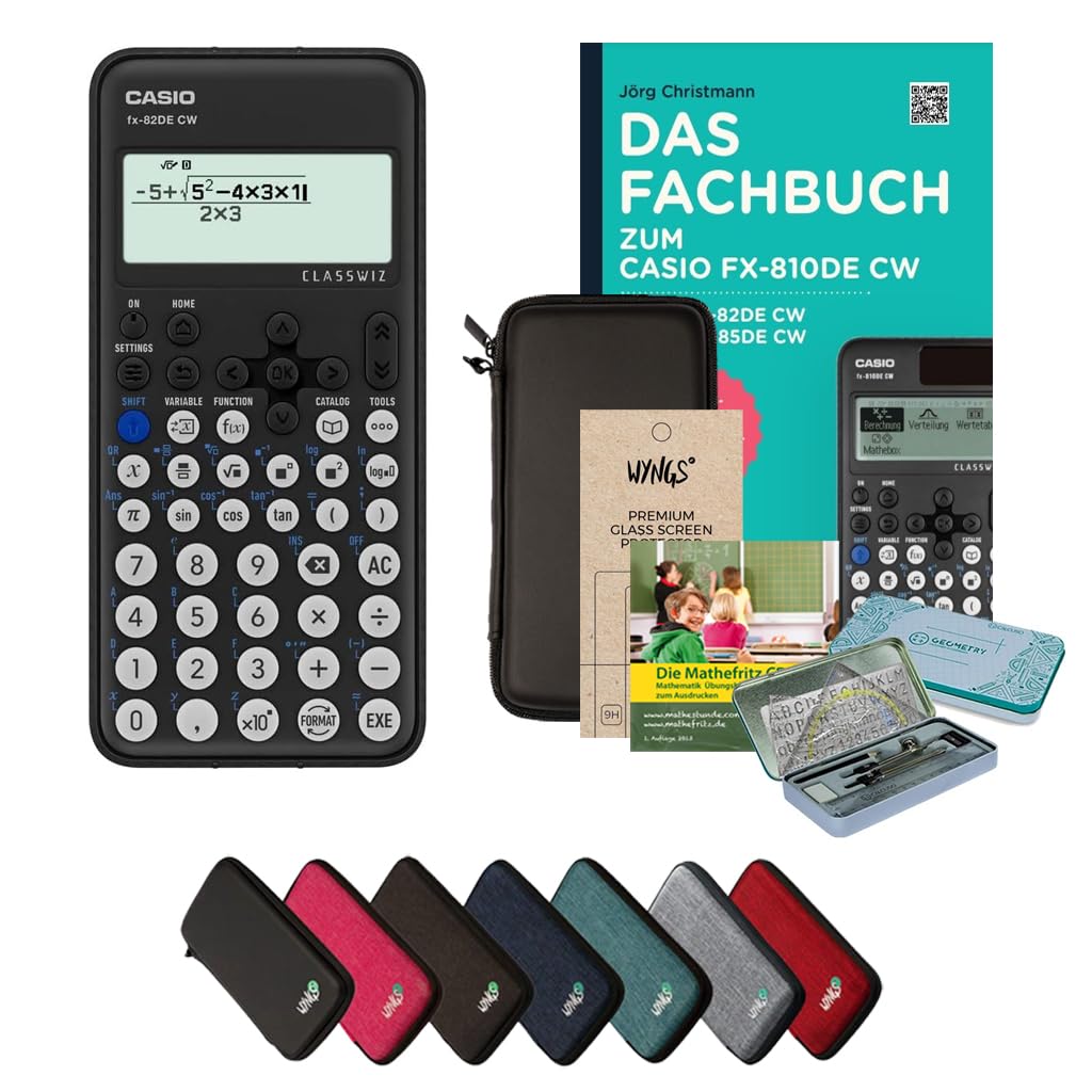 CALCUSO Streberpaket Schwarz mit Taschenrechner Casio FX-82DE CW (Deutsch) Schwarz Casio FX-82DE CW,