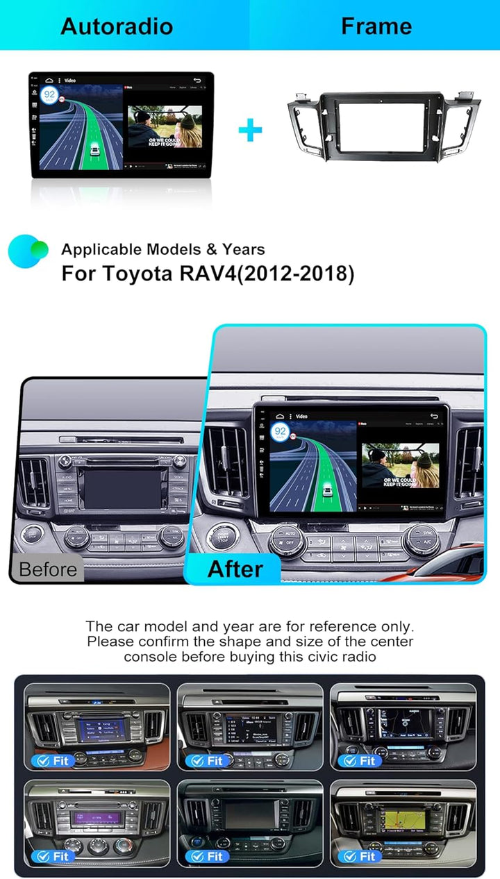 2G+64G - 10.1 Zoll Autoradio für Toyota RAV4 2013-2018 GPS Navigation - Wireless CarPlay Android Aut